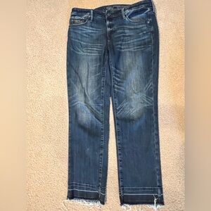 Mossimo Supply Co. Blue Straight Leg Jeans with Raw Hem